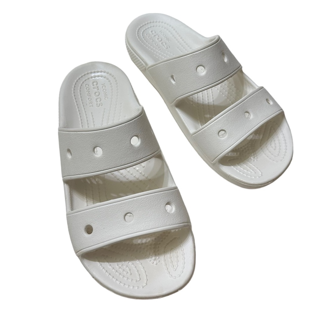 Crocs Classic Comfort White Slide Sandals Sz 9